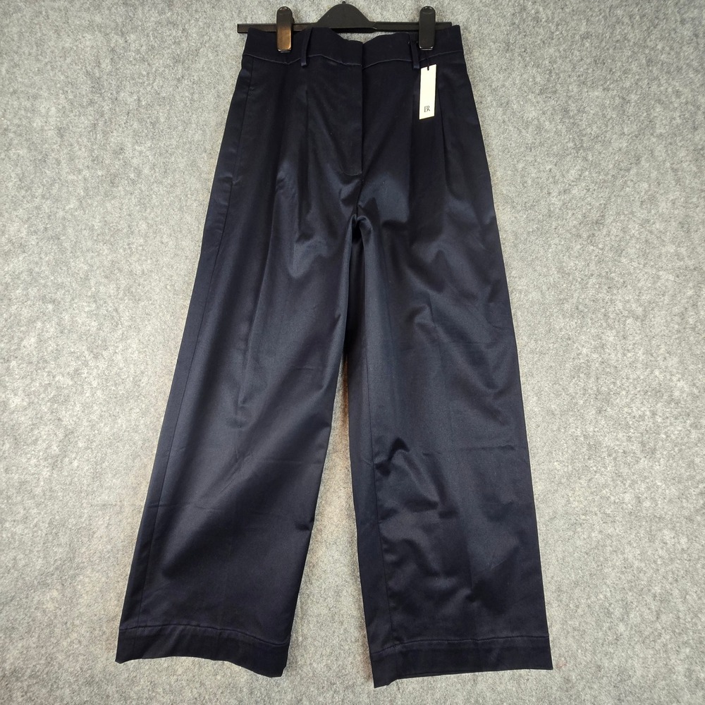 Banana Republic Pants Womens 8 Navy Blue Wide Leg Pleated High Rise Cropped NEW